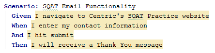 BDD Gherkin Script