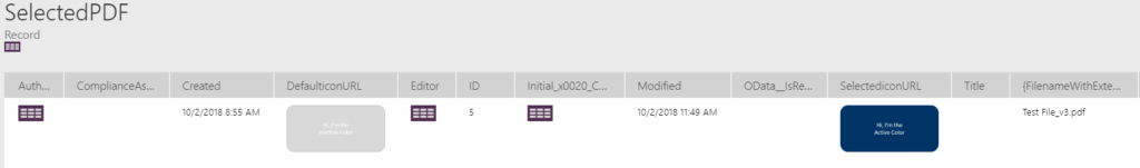 A portion of the data the SelectedPDF variable and the DefaultSel variable collect.