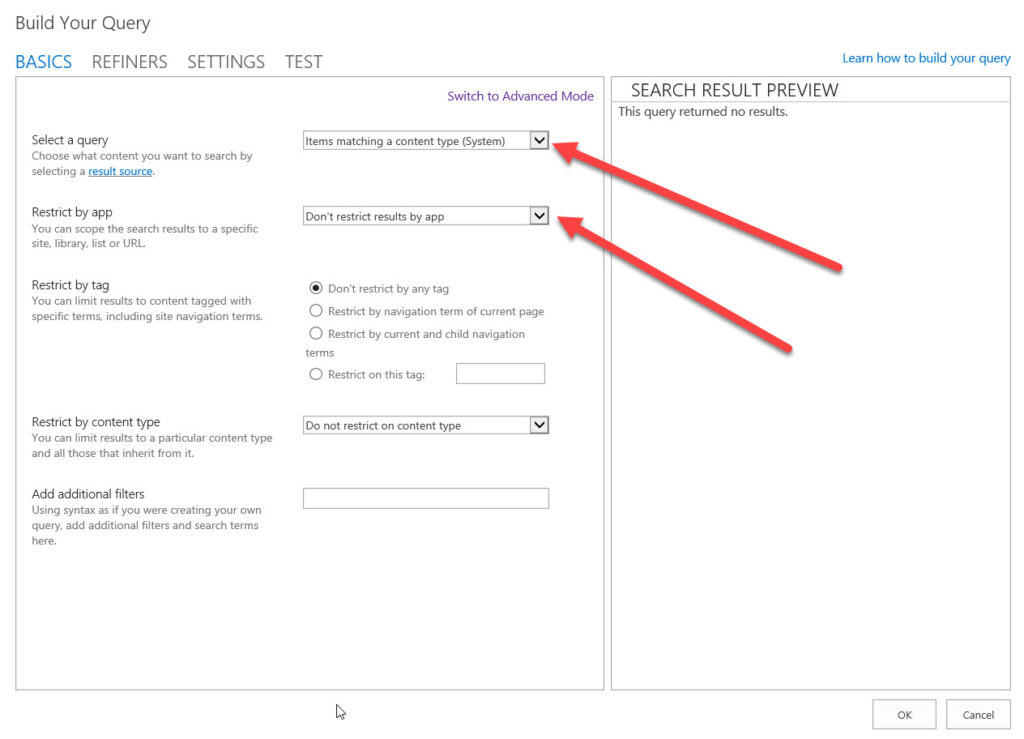 SharePoint Online Classic 3 Build your query page