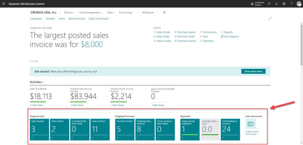 Screenshot taken from Centric Consulting’s Business Central Sandbox Environment