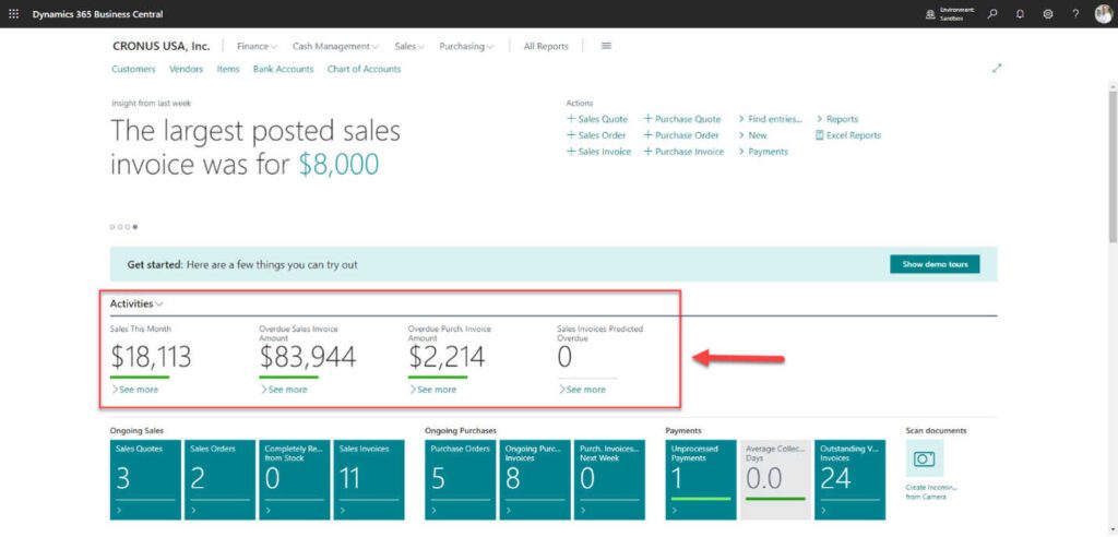 Screenshot taken from Centric Consulting’s Business Central Sandbox Environment